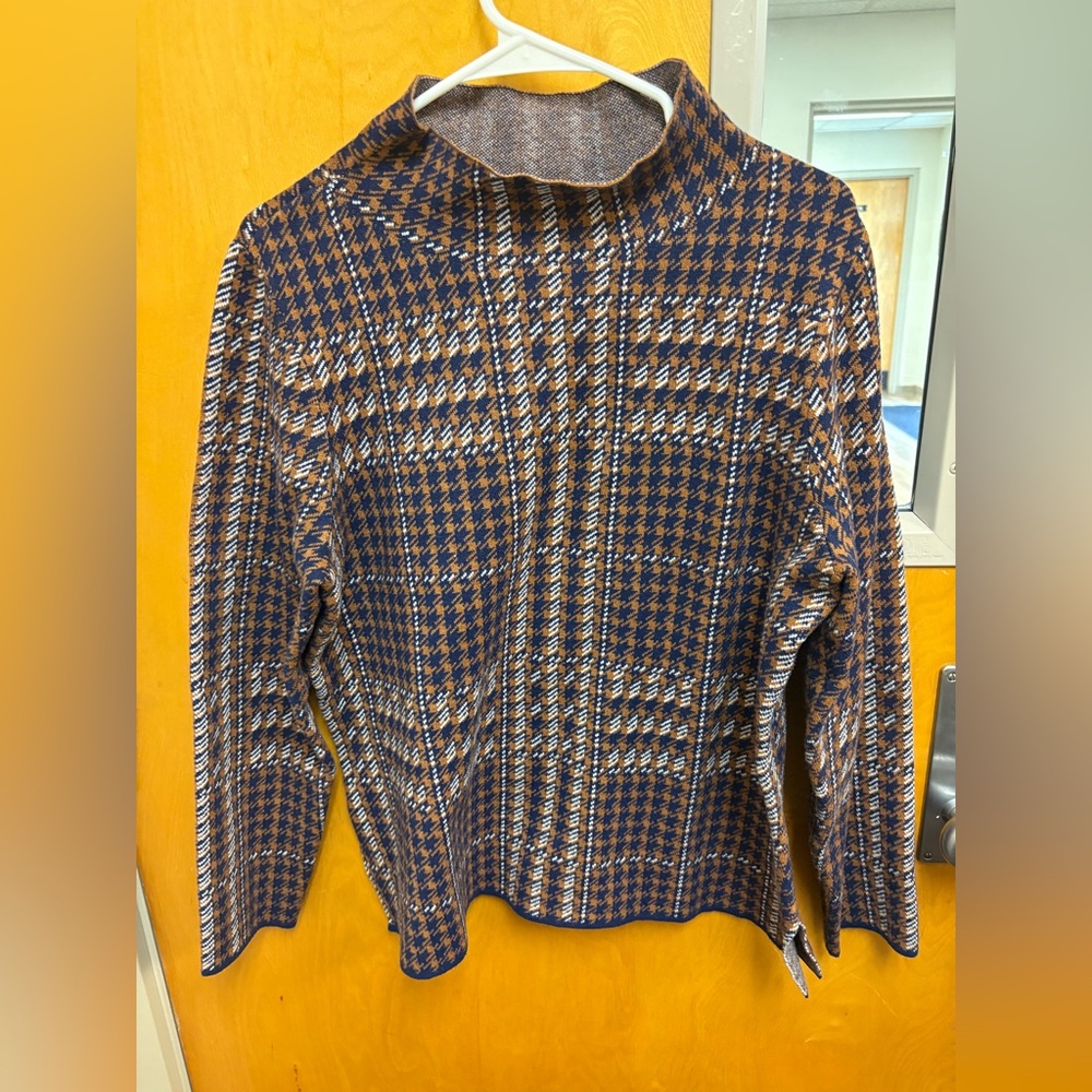 Appleseed's Petite Brown and Blue Knit Sweater